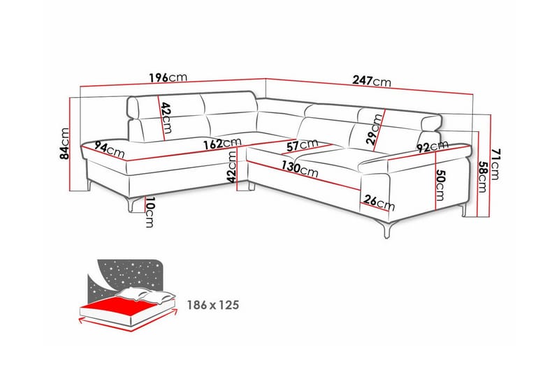 Graystone 3-sits Hörnbäddsoffa Mörkgrå - Möbler - Vardagsrum - Bäddsoffor - Hörnbäddsoffa