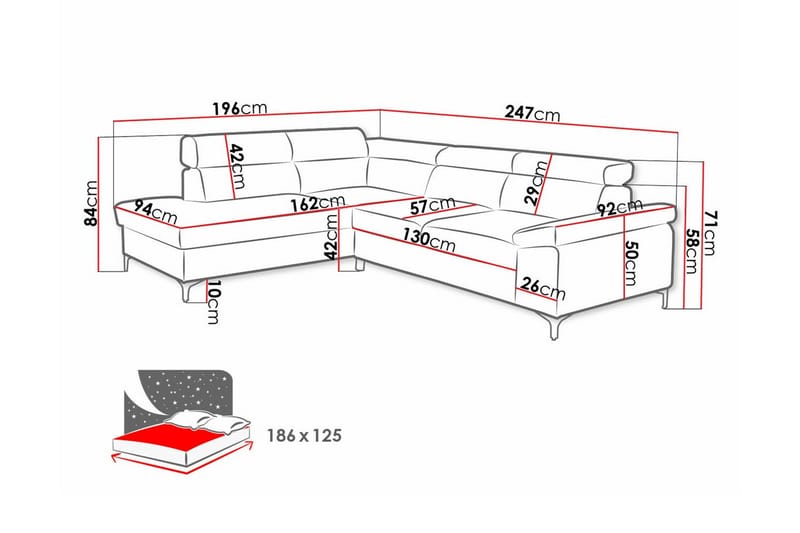 Graystone 3-sits Hörnbäddsoffa Mörkgrå - Möbler - Vardagsrum - Bäddsoffor - Hörnbäddsoffa