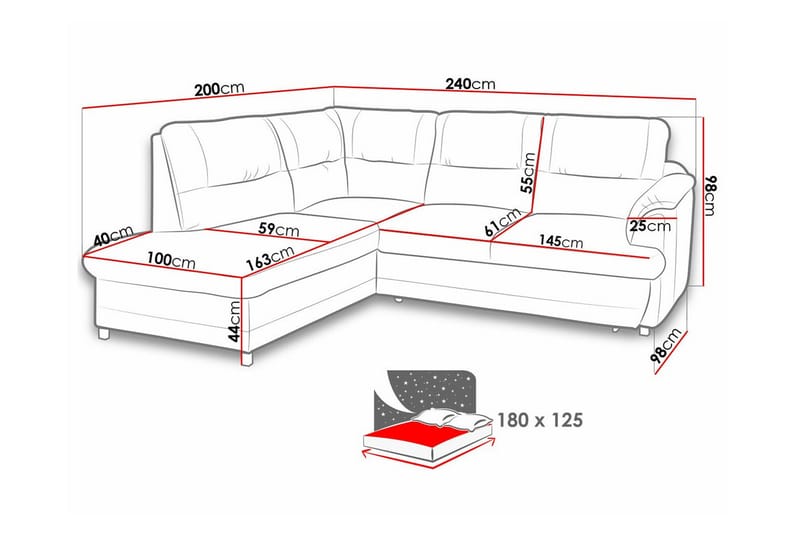 Graystone 3-sits Hörnbäddsoffa Mörkgrå - Möbler - Vardagsrum - Bäddsoffor - Hörnbäddsoffa