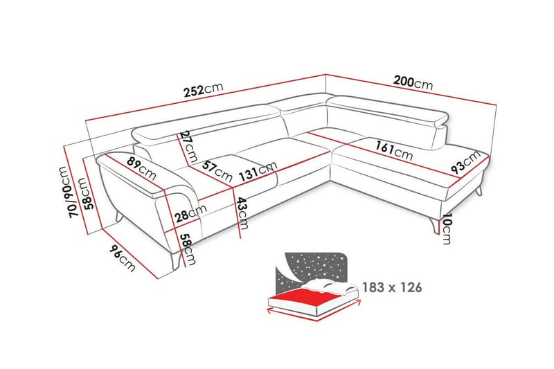 Graystone 3-sits Hörnbäddsoffa Mörkgrå - Möbler - Vardagsrum - Bäddsoffor - Hörnbäddsoffa