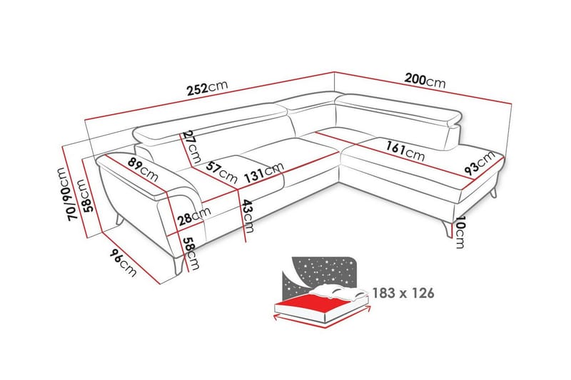 Graystone 3-sits Hörnbäddsoffa Mörkgrå - Möbler - Vardagsrum - Bäddsoffor - Hörnbäddsoffa