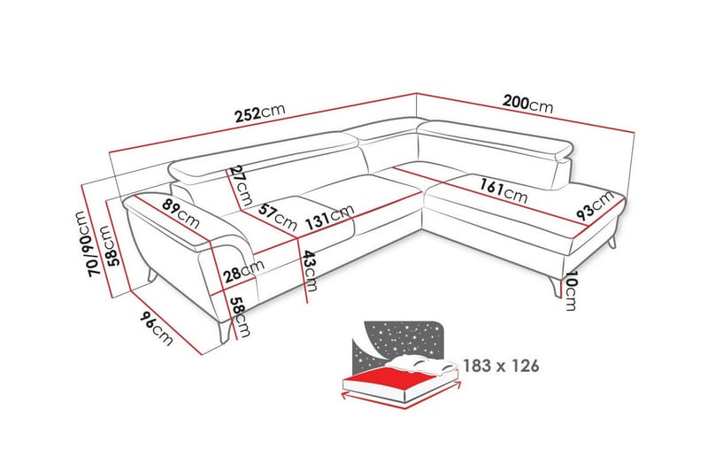 Graystone 3-sits Hörnbäddsoffa Mörkgrå - Möbler - Vardagsrum - Bäddsoffor - Hörnbäddsoffa