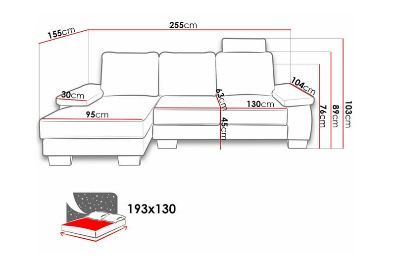 Graystone 3-sits Hörnbäddsoffa Mörkgrå - Möbler - Vardagsrum - Bäddsoffor - Hörnbäddsoffa