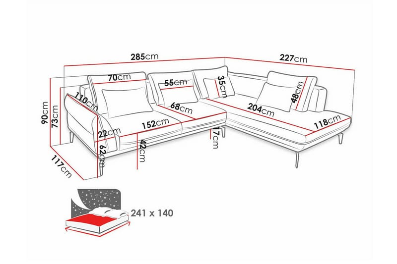 Graystone 4-sits Hörnbäddsoffa Beige - Möbler - Vardagsrum - Bäddsoffor - Hörnbäddsoffa