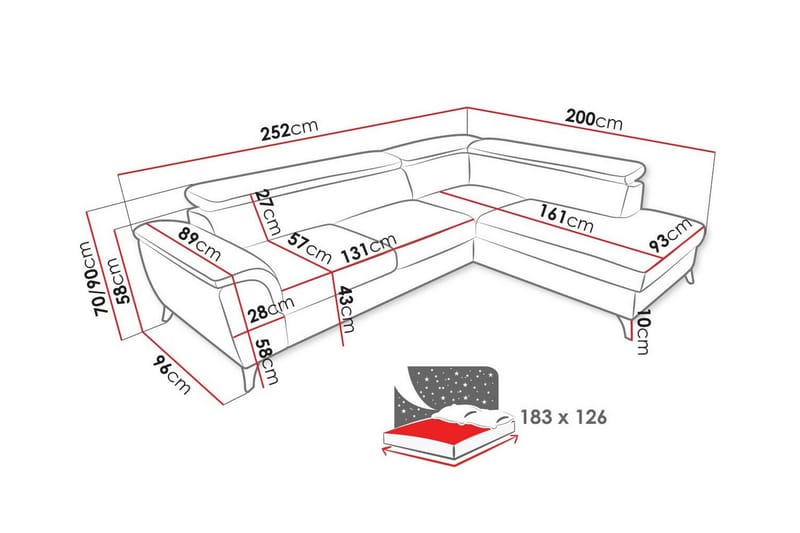 Graystone 4-sits Hörnbäddsoffa Brun - Möbler - Vardagsrum - Bäddsoffor - Hörnbäddsoffa