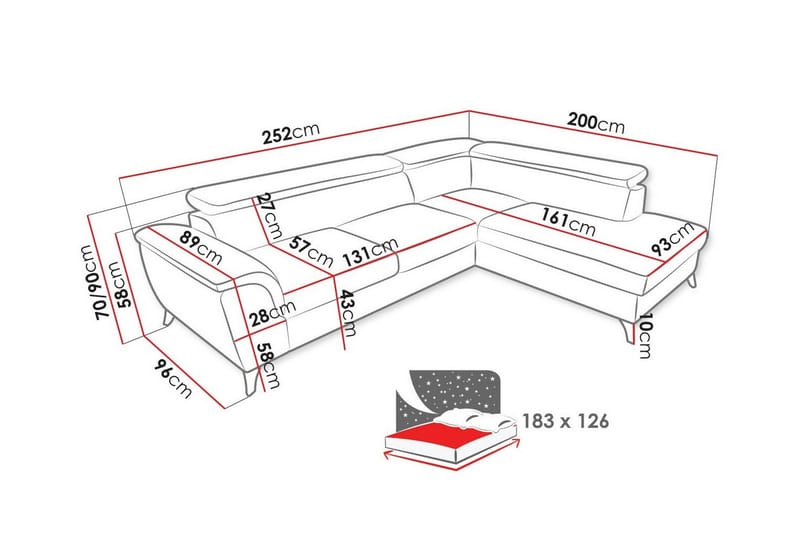 Graystone 4-sits Hörnbäddsoffa Brun - Möbler - Vardagsrum - Bäddsoffor - Hörnbäddsoffa