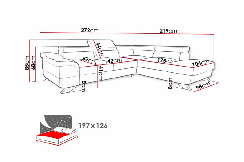 Graystone 4-sits Hörnbäddsoffa Mörkbrun - Möbler - Vardagsrum - Bäddsoffor - Hörnbäddsoffa