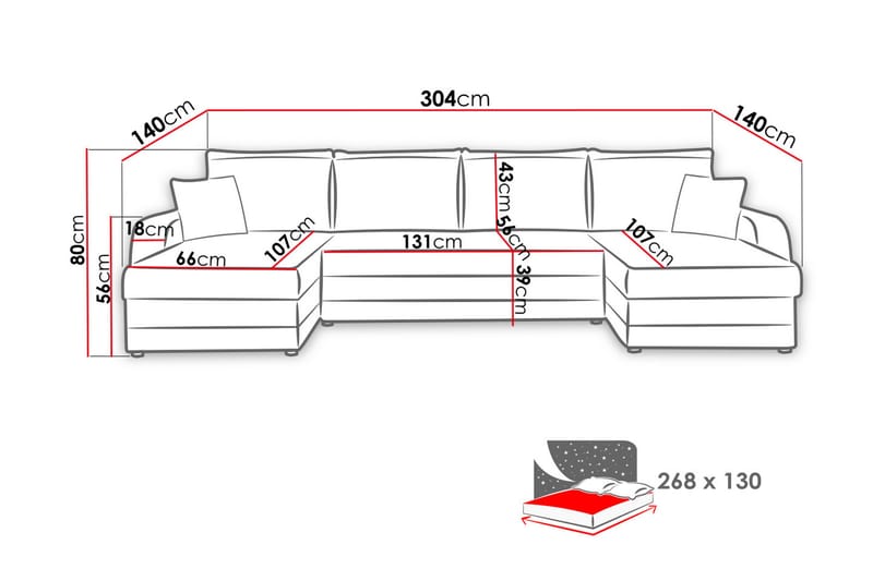 GUDDARP 4-sits Bäddsoffa med Dubbeldivan Sammet/Brun - Möbler - Vardagsrum - Bäddsoffor - U bäddsoffa