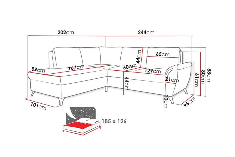 Hereford 3-sits Hörnbäddsoffa Brun - Möbler - Vardagsrum - Bäddsoffor - Hörnbäddsoffa