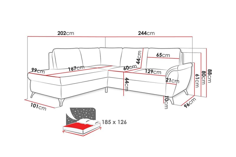 Hereford 3-sits Hörnbäddsoffa Gul - Möbler - Vardagsrum - Bäddsoffor - Hörnbäddsoffa