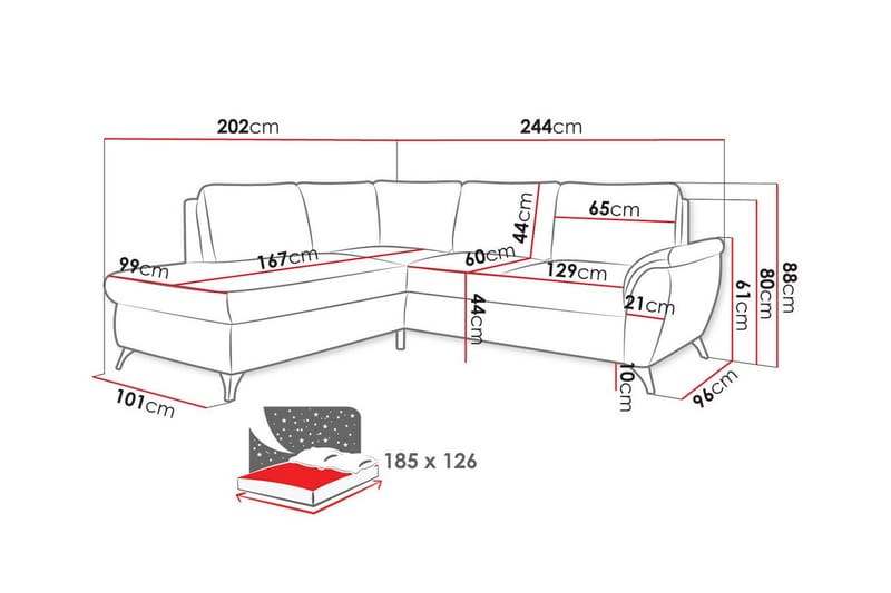 Hereford 3-sits Hörnbäddsoffa Gul - Möbler - Vardagsrum - Bäddsoffor - Hörnbäddsoffa