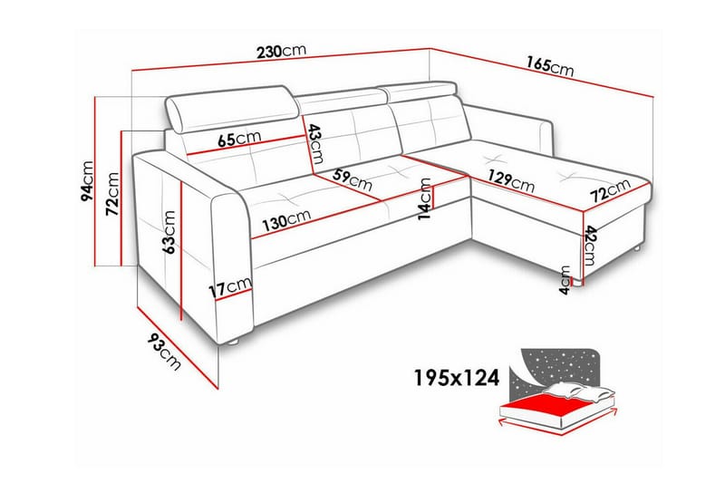 Hunglader 3-sits Hörnbäddsoffa Svart - Möbler - Vardagsrum - Bäddsoffor - Hörnbäddsoffa