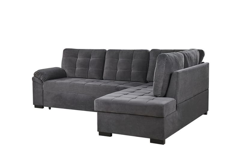 MARAMO 4-sits Hörnbäddsoffa Vänster Sammet/Grå - Möbler - Vardagsrum - Bäddsoffor - Hörnbäddsoffa