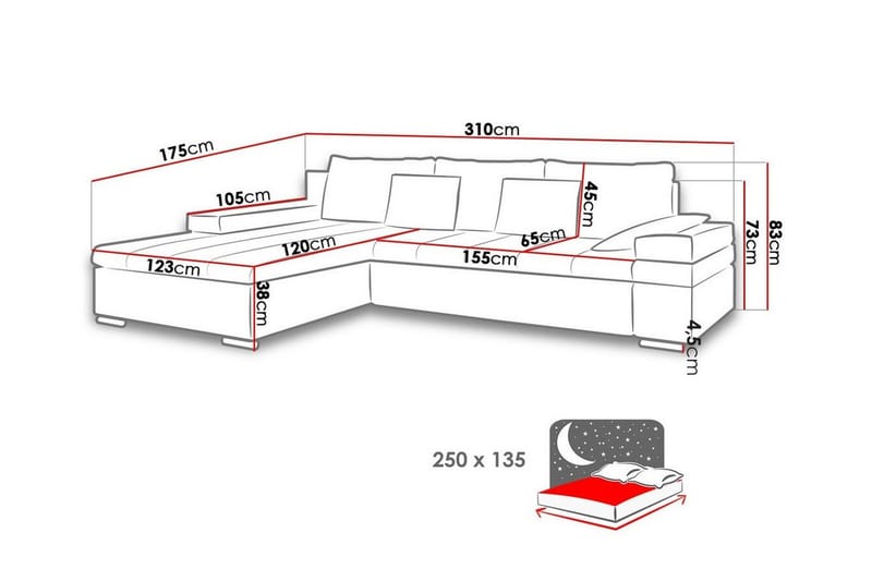 Naoma 3-sits Hörnbäddsoffa Mörkblå - Möbler - Vardagsrum - Bäddsoffor - Hörnbäddsoffa