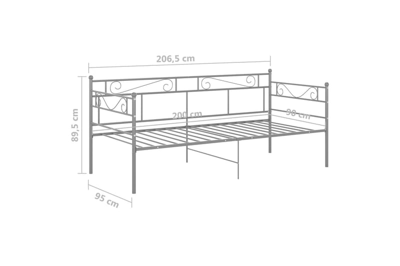 Sängram bäddsoffa grå metall 90x200 cm - Grå - Möbler - Vardagsrum - Bäddsoffor - Hörnbäddsoffa