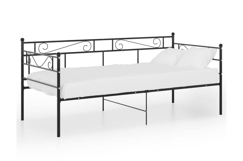 Sängram bäddsoffa svart metall 90x200 cm - Svart - Möbler - Vardagsrum - Bäddsoffor - Hörnbäddsoffa