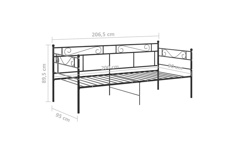 Sängram bäddsoffa svart metall 90x200 cm - Svart - Möbler - Vardagsrum - Bäddsoffor - Hörnbäddsoffa