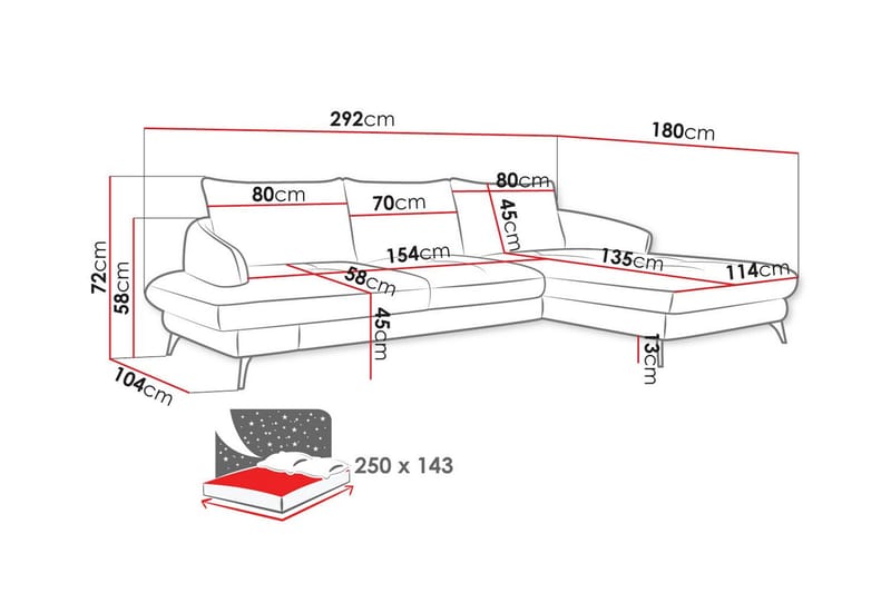 Telford 3-sits Hörnbäddsoffa Mörkgrå - Möbler - Vardagsrum - Bäddsoffor - Hörnbäddsoffa