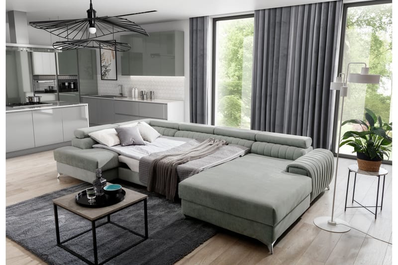 Katashi Bäddsoffa m. Divan och Schäslong med Förvaring Beige - Möbler - Vardagsrum - Bäddsoffor - U bäddsoffa