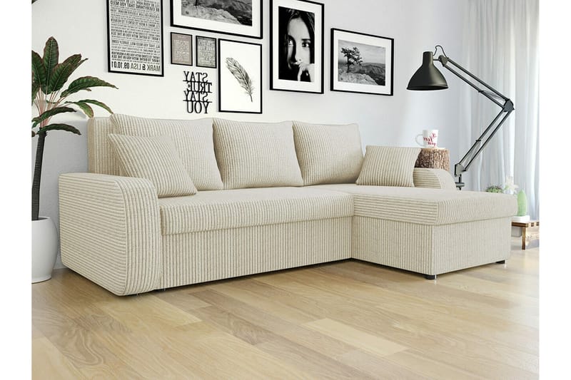 Kintore 3-sits Hörnbäddsoffa Beige/Ljusbeige - Möbler - Vardagsrum - Bäddsoffor - Hörnbäddsoffa