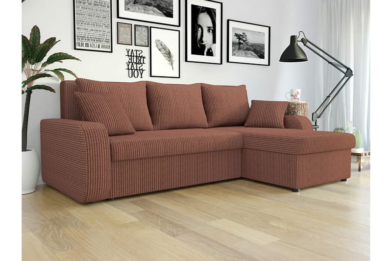 Kintore 3-sits Hörnbäddsoffa Brun - Möbler - Vardagsrum - Bäddsoffor - Hörnbäddsoffa