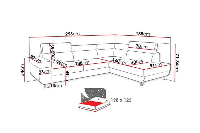 Kintore 3-sits Hörnbäddsoffa Brun - Möbler - Vardagsrum - Bäddsoffor - Hörnbäddsoffa