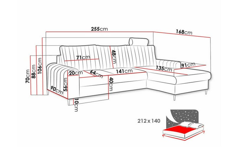 Kintore 3-sits Hörnbäddsoffa Gul - Möbler - Vardagsrum - Bäddsoffor - Hörnbäddsoffa