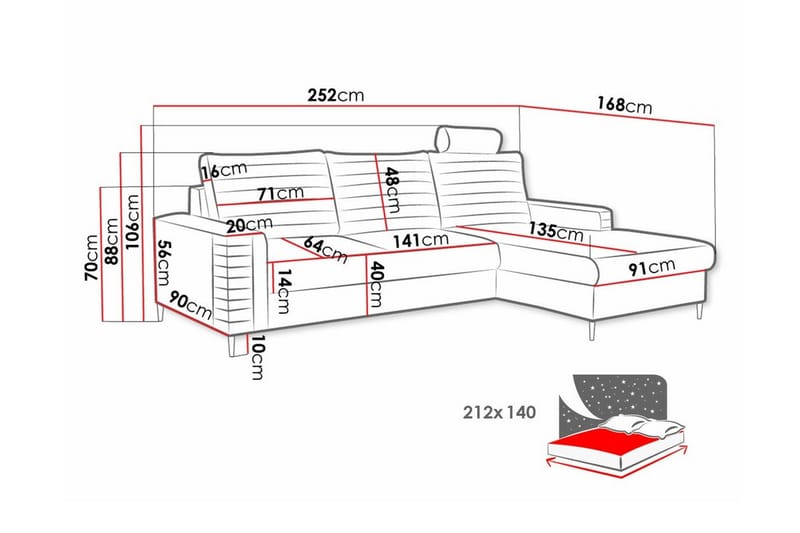 Kintore 3-sits Hörnbäddsoffa Ljusgrå - Möbler - Vardagsrum - Bäddsoffor - Hörnbäddsoffa