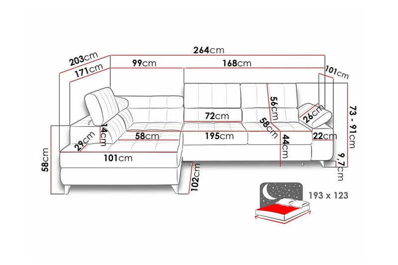 Kintore 3-sits Hörnbäddsoffa Ljusgrå/Mörkgrå - Möbler - Vardagsrum - Bäddsoffor - Hörnbäddsoffa