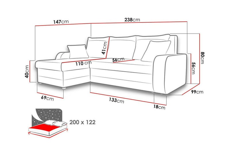 Kintore 3-sits Hörnbäddsoffa Mörkblå - Möbler - Vardagsrum - Bäddsoffor - Hörnbäddsoffa