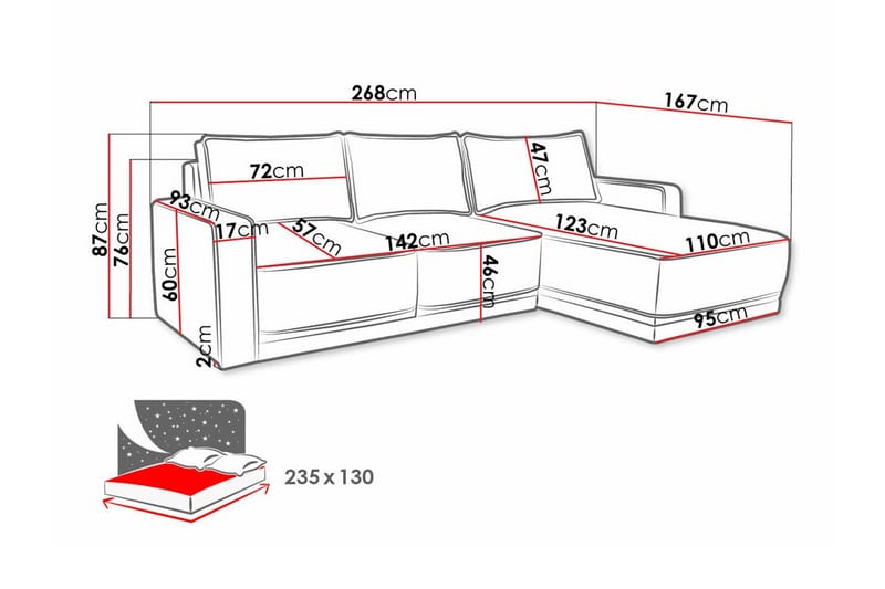 Kintore 3-sits Hörnbäddsoffa Mörkgrå - Möbler - Vardagsrum - Bäddsoffor - Hörnbäddsoffa