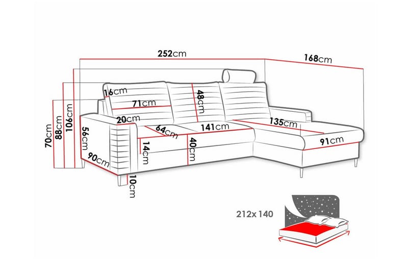 Kintore 3-sits Hörnbäddsoffa Mörkgul - Möbler - Vardagsrum - Bäddsoffor - Hörnbäddsoffa