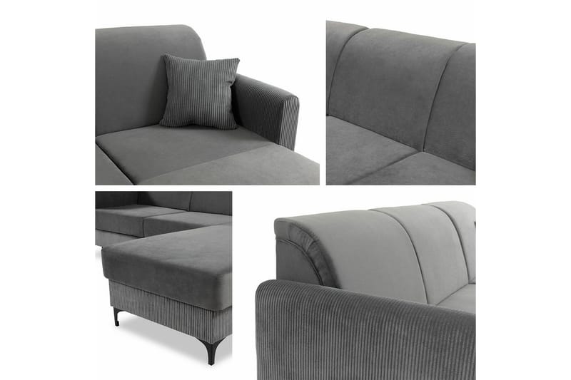 Kintore 3-sits Hörnbäddsoffa Svart - Möbler - Vardagsrum - Bäddsoffor - Hörnbäddsoffa