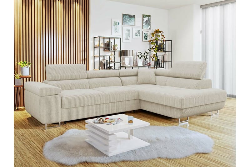 Kintore 4-sits Hörnbäddsoffa Beige - Möbler - Vardagsrum - Bäddsoffor - Hörnbäddsoffa