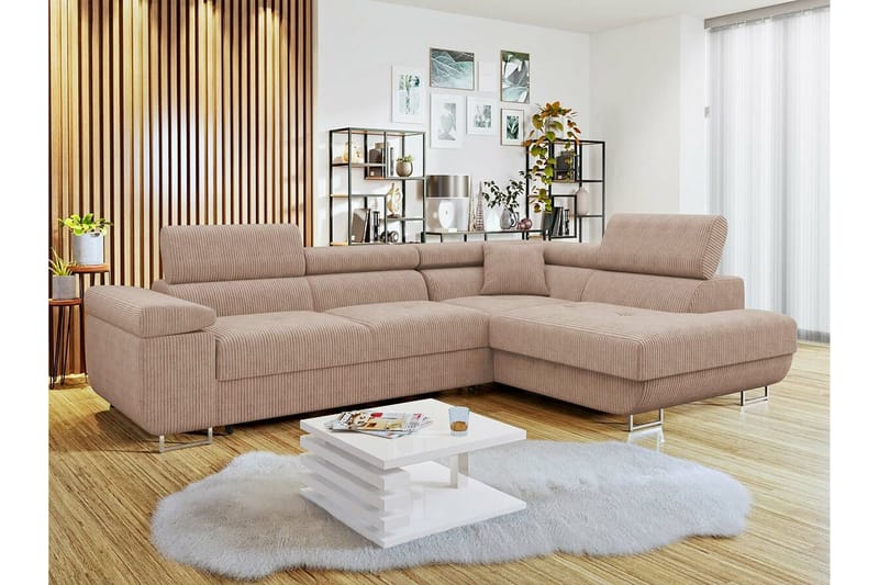 Kintore 4-sits Hörnbäddsoffa Beige - Möbler - Vardagsrum - Bäddsoffor - Hörnbäddsoffa