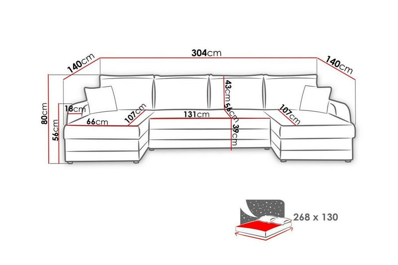 Kintore 4-sits Hörnbäddsoffa Brun - Möbler - Vardagsrum - Bäddsoffor - Hörnbäddsoffa