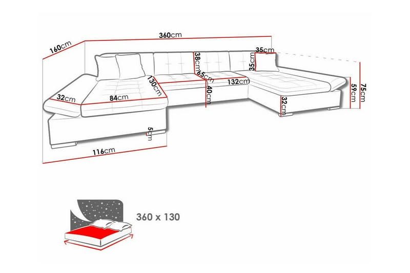 Kintore 4-sits Hörnbäddsoffa Brun - Möbler - Vardagsrum - Bäddsoffor - Hörnbäddsoffa