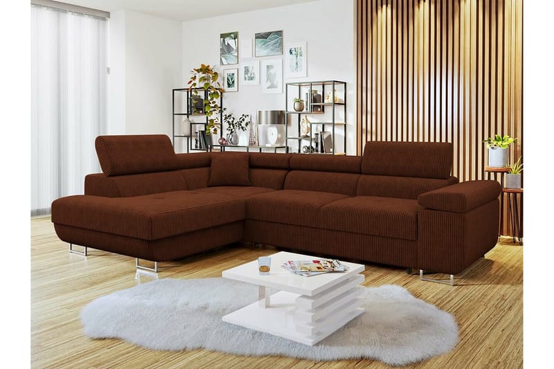 Kintore 4-sits Hörnbäddsoffa Brun - Möbler - Vardagsrum - Bäddsoffor - Hörnbäddsoffa