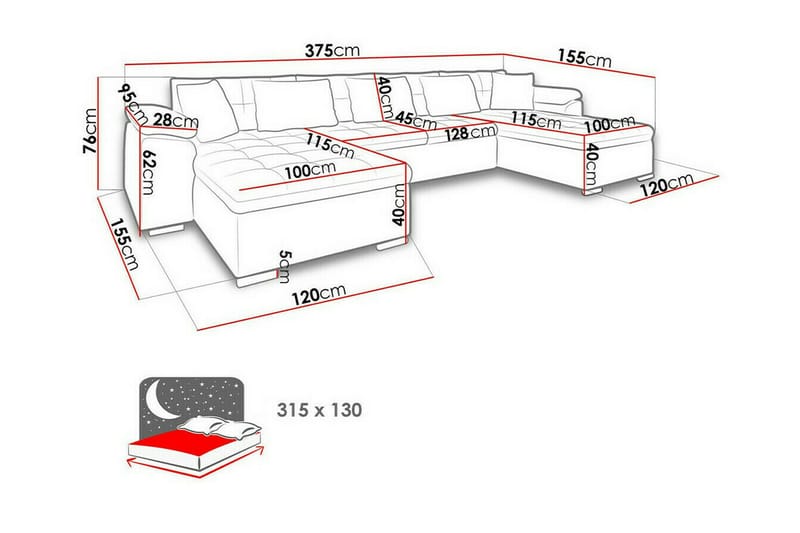 Kintore 4-sits Hörnbäddsoffa Gul - Möbler - Vardagsrum - Bäddsoffor - Hörnbäddsoffa