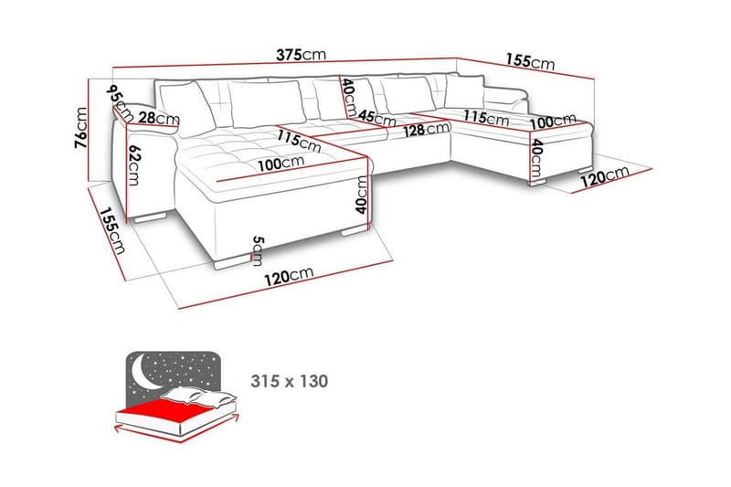 Kintore 4-sits Hörnbäddsoffa Ljusgrå - Möbler - Vardagsrum - Bäddsoffor - Hörnbäddsoffa