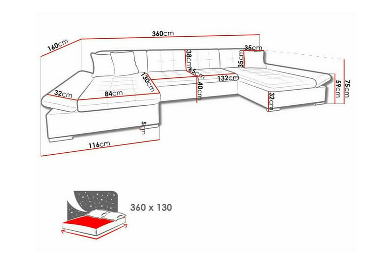 Kintore 4-sits Hörnbäddsoffa Ljusgrå/Mörkgrå - Möbler - Vardagsrum - Bäddsoffor - Hörnbäddsoffa