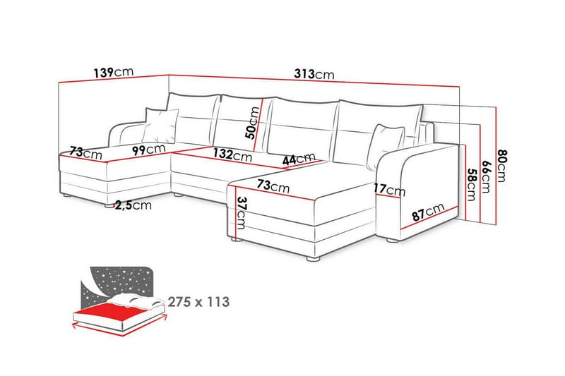 Kintore 4-sits Hörnbäddsoffa Mörkgrå - Möbler - Vardagsrum - Bäddsoffor - Hörnbäddsoffa