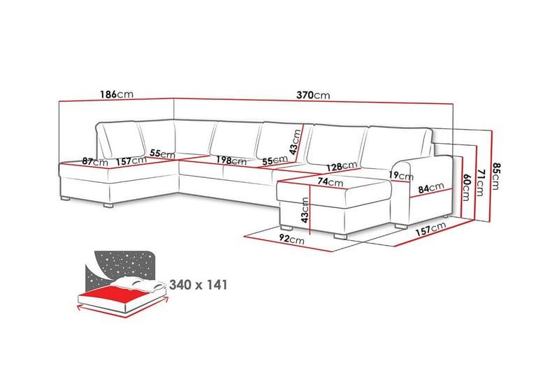 Kintore 6-sits Hörnbäddsoffa Beige/Ljusbeige - Möbler - Vardagsrum - Bäddsoffor - Hörnbäddsoffa