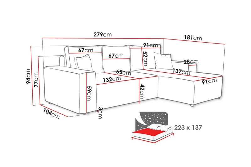 Knocklong 3-sits Hörnbäddsoffa Grön - Möbler - Vardagsrum - Bäddsoffor - Hörnbäddsoffa