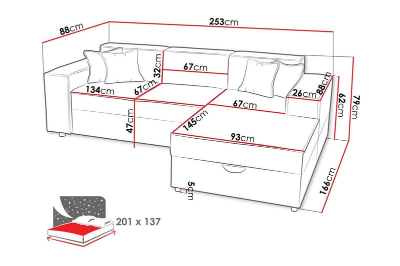 Knocklong 3-sits Hörnbäddsoffa Ljusbrun - Möbler - Vardagsrum - Bäddsoffor - Hörnbäddsoffa