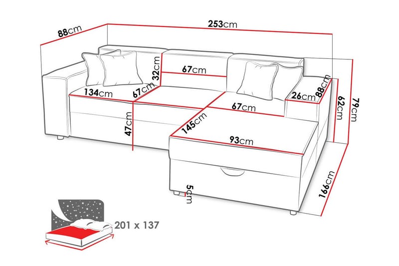 Knocklong 3-sits Hörnbäddsoffa Ljusgrå/Mörkgrå - Möbler - Vardagsrum - Bäddsoffor - Hörnbäddsoffa