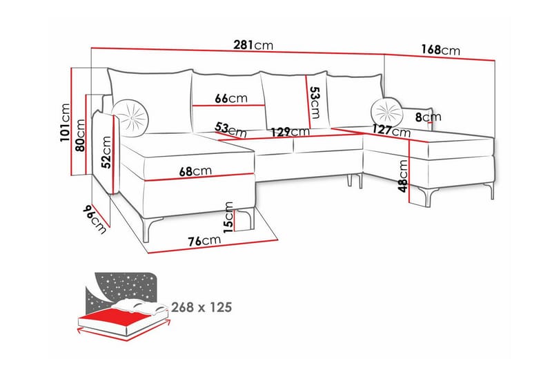 Knocklong 4-sits Hörnbäddsoffa Blå - Möbler - Vardagsrum - Bäddsoffor - Hörnbäddsoffa