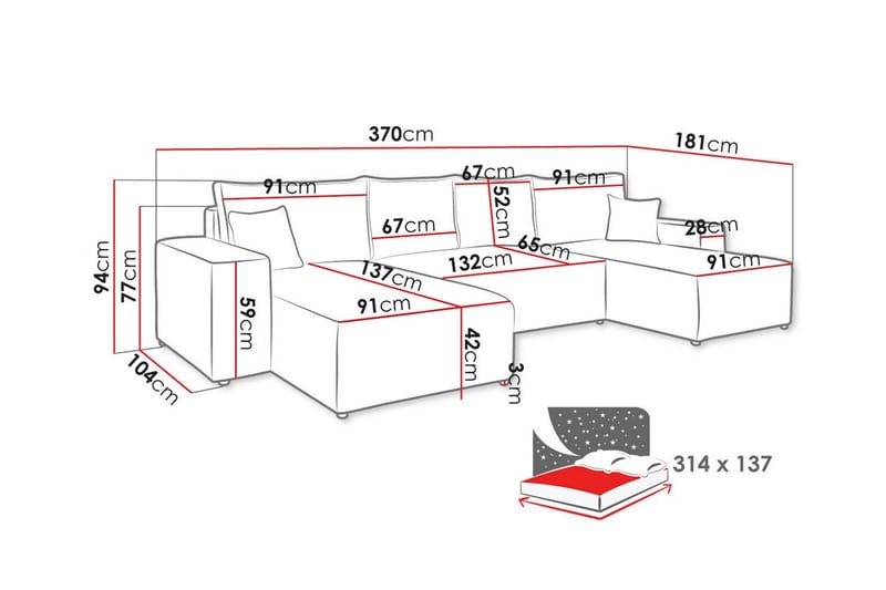 Knocklong 4-sits Hörnbäddsoffa Blå - Möbler - Vardagsrum - Bäddsoffor - Hörnbäddsoffa