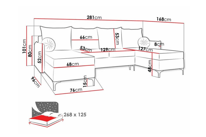 Knocklong 4-sits Hörnbäddsoffa Grå - Möbler - Vardagsrum - Bäddsoffor - Hörnbäddsoffa