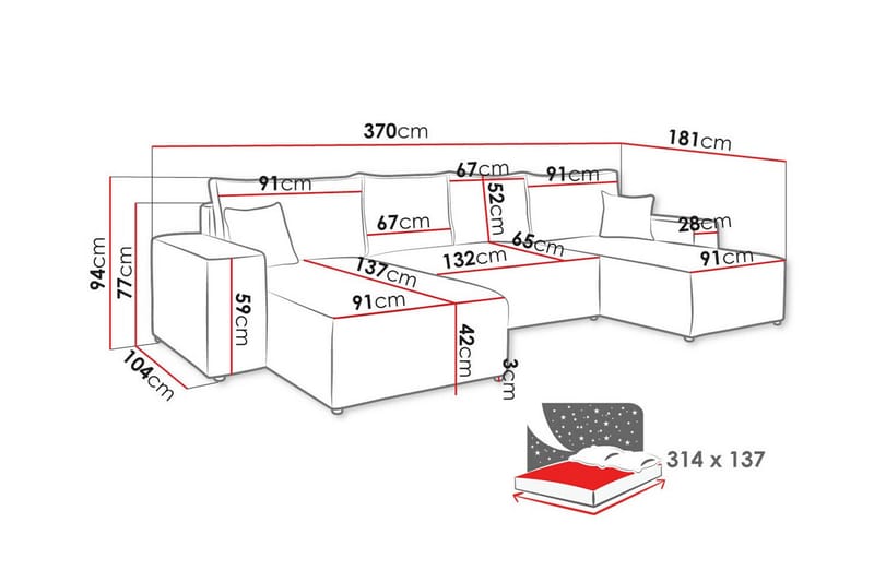 Knocklong 4-sits Hörnbäddsoffa Gul - Möbler - Vardagsrum - Bäddsoffor - Hörnbäddsoffa